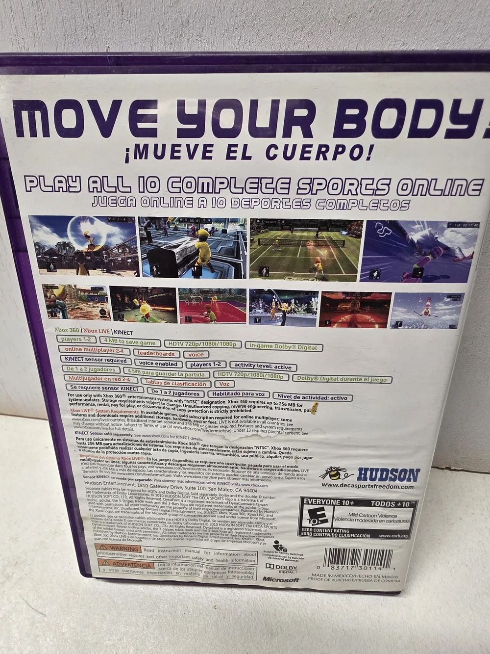 Deca Sports Freedom Xbox 360 Kinect Complete Tested Working Hudson Soft 2010